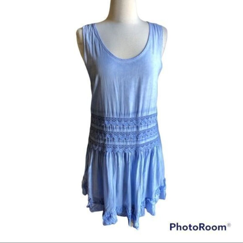 Alter’d state bleached blue crochet ruffle dress large
